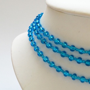 Kislánynak való méretű világoskék kaláris - 3 soros, nagyszemű cseh kásagyöngyből - ékszer - nyaklánc - párhuzamos nyaklánc - Meska.hu