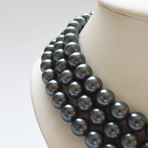 3 soros szürke kaláris - 10 mm-es plastic gyöngyből - ékszer - nyaklánc - gyöngyös nyaklánc - Meska.hu