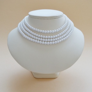 4 soros fehér kaláris - plastic gyöngyből - Meska.hu