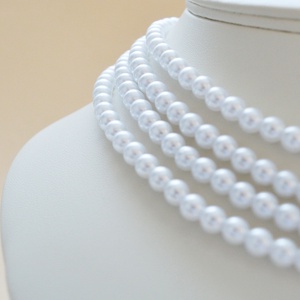 4 soros fehér kaláris - plastic gyöngyből - ékszer - nyaklánc - gyöngyös nyaklánc - Meska.hu