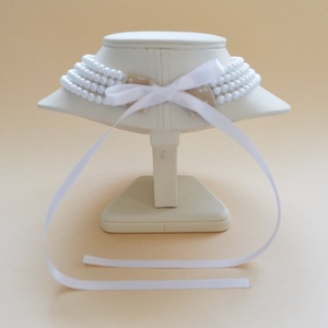 4 soros fehér kaláris - plastic gyöngyből - ékszer - nyaklánc - gyöngyös nyaklánc - Meska.hu