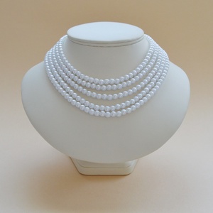 5 soros fehér kaláris - plastic gyöngyből - Meska.hu