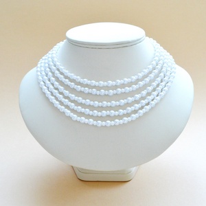 5 soros fehér kaláris - 6 mm-es plastic gyöngyből és nagyszemű kásagyöngyből, Ékszer, Nyaklánc, Párhuzamos nyaklánc, Gyöngyfűzés, gyöngyhímzés, Ékszerkészítés, MESKA