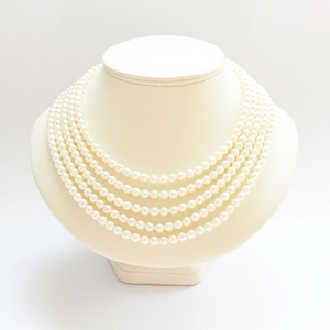 5 soros elefántcsont színű kaláris - 6 mm-es üvegtekla gyöngyből, Ékszer, Nyaklánc, Gyöngyös nyaklánc, Ékszerkészítés, Gyöngyfűzés, gyöngyhímzés, MESKA