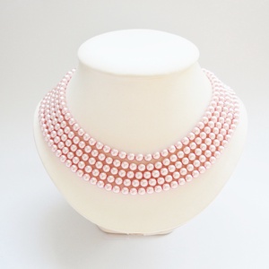 5 soros rózsaszín kaláris - 6 mm-es üvegtekla gyöngyből, Ékszer, Nyaklánc, Gyöngyös nyaklánc, Ékszerkészítés, Gyöngyfűzés, gyöngyhímzés, MESKA