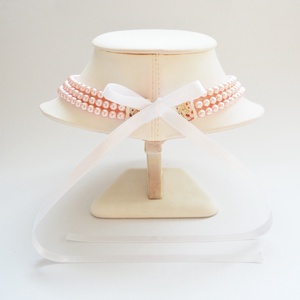 3 soros halvány rózsaszín kaláris - 6 mm-es üvegtekla gyöngyből - ékszer - nyaklánc - gyöngyös nyaklánc - Meska.hu