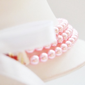 3 soros rózsaszín kaláris - 6 mm-es üvegtekla gyöngyből - ékszer - nyaklánc - gyöngyös nyaklánc - Meska.hu