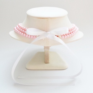 3 soros rózsaszín kaláris - 6 mm-es üvegtekla gyöngyből - ékszer - nyaklánc - gyöngyös nyaklánc - Meska.hu