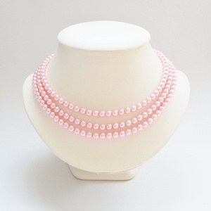 3 soros rózsaszín kaláris - 6 mm-es üvegtekla gyöngyből, Ékszer, Nyaklánc, Gyöngyös nyaklánc, Ékszerkészítés, Gyöngyfűzés, gyöngyhímzés, MESKA