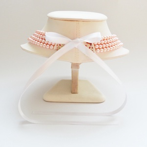 4 soros halvány rózsaszín kaláris - 6 mm-es üvegtekla gyöngyből - ékszer - nyaklánc - gyöngyös nyaklánc - Meska.hu