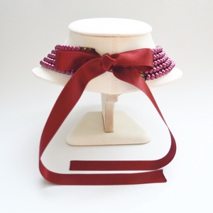 5 soros bordós lila / borvörös kaláris - 6 mm-es üvegtekla gyöngyből - ékszer - nyaklánc - gyöngyös nyaklánc - Meska.hu