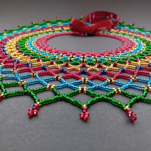 Sárközi csipkegyöngy - zöld - türkiz - ékszer - nyaklánc - gyöngyös nyaklánc - Meska.hu