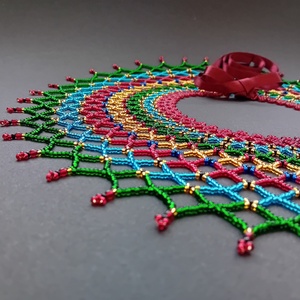 Sárközi csipkegyöngy - zöld - türkiz - ékszer - nyaklánc - gyöngyös nyaklánc - Meska.hu