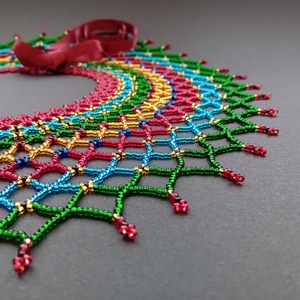 Sárközi csipkegyöngy - zöld - türkiz - ékszer - nyaklánc - gyöngyös nyaklánc - Meska.hu