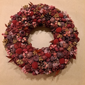 Mélybordó kopogtató, Karácsony, Adventi díszek, Adventi ajtódísz, Virágkötés, MESKA