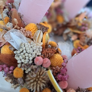 Barack-rózsaszín adventi koszorú - karácsony - adventi díszek - adventi koszorú - Meska.hu