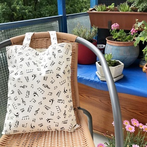 Fehér Hangjegyes Szatyor - táska & tok - bevásárlás & shopper táska - shopper, textiltáska, szatyor - Meska.hu