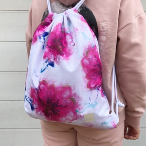 Pink Virágos Vízálló Hátizsák , Táska & Tok, Hátizsák, Tornazsák, Gymbag, Varrás, MESKA