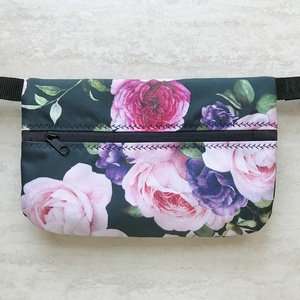 Nagy Rózsás Sötétzöld Vízlepergető Övtáska - táska & tok - övtáska - Meska.hu