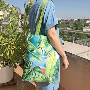 Zöld Pálmalevelek Vízálló Szatyor - táska & tok - kézitáska & válltáska - válltáska - Meska.hu