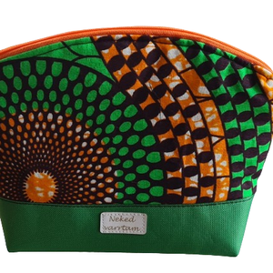 Zöld narancs afrikai mintás textil neszeszer - Meska.hu