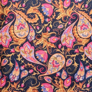 Fekete alapon arany pink paisley - vízhatlan gyöngyvászon, Kellékek & szerszámok, Méteráru, Vászon, Gyöngyvászon, , MESKA