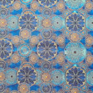 Kék arany mandala - vízhatlan gyöngyvászon, Kellékek & szerszámok, Méteráru, Vászon, Gyöngyvászon, , MESKA