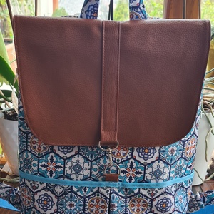 Kék csempemintás hátizsák - táska & tok - hátizsák - hátizsák - Meska.hu