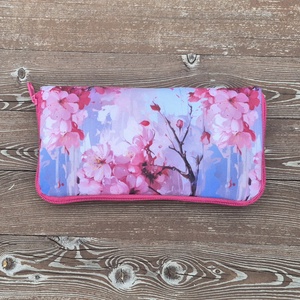 Cseresznyevirágzás - nagyméretű cipzáros pénztárca, Táska & Tok, Pénztárca & Más tok, Pénztárca, Női pénztárca, Varrás, MESKA