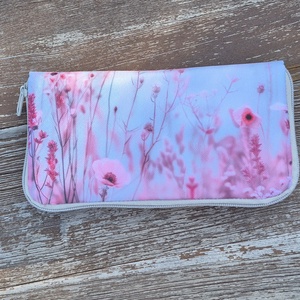 Szürke-rózsaszín -  nagyméretű cipzáros pénztárca - Meska.hu