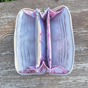 Szürke-rózsaszín -  nagyméretű cipzáros pénztárca - táska & tok - pénztárca & más tok - pénztárca - női pénztárca - Meska.hu