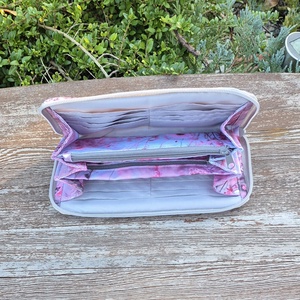 Szürke-rózsaszín -  nagyméretű cipzáros pénztárca - táska & tok - pénztárca & más tok - pénztárca - női pénztárca - Meska.hu