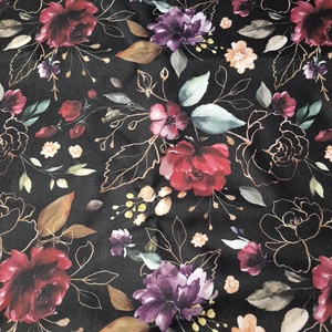 Fekete alapon rózsák  - vízhatlan gyöngyvászon, Kellékek & szerszámok, Méteráru, Vászon, Gyöngyvászon, , MESKA