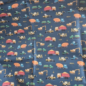 Járművek sötétkék alapon  - vízhatlan gyöngyvászon, Kellékek & szerszámok, Méteráru, Vászon, Gyöngyvászon, , MESKA