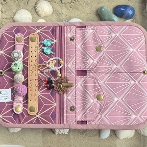 Bordó geometria - ékszertartó utazós neszeszer - táska & tok - neszesszer - Meska.hu