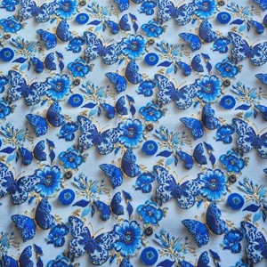 3D kék pillangók, Kellékek & szerszámok, Méteráru, Vászon, Gyöngyvászon, , MESKA