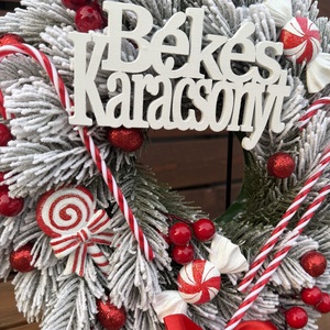 Karácsonyi cukorkás ajtódísz  - karácsony - adventi díszek - adventi ajtódísz - Meska.hu