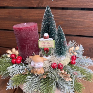 Karácsonyi asztaldísz, Karácsony, Adventi díszek, Adventi asztaldísz, Virágkötés, MESKA