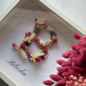 Egyedi szárított virágos betű képkeret névvel � személyre szabott ajándék , Baba - mama, Babaszoba dekoráció, Babanév dekoráció, Virágkötés, MESKA