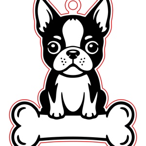 Boston terrier kutyás fa kulcstartó � egyedi névvel - Meska.hu