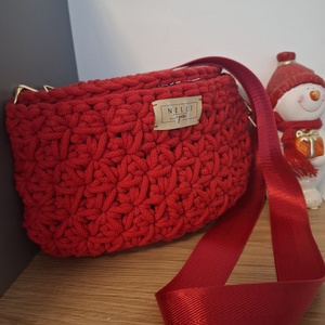 Horgolt jázmin mintás övtáska/crossbody, Táska & Tok, Kézitáska & válltáska, Vállon átvethető táska, Horgolás, MESKA