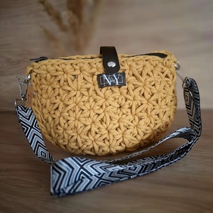 Nagy méretű jázmin mintás crossbody/válltáska , Táska & Tok, Kézitáska & válltáska, Vállon átvethető táska, Horgolás, MESKA