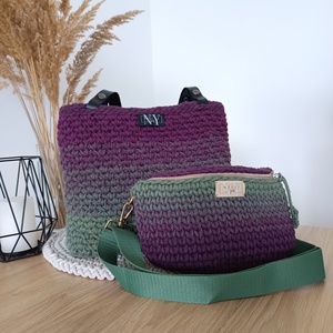 különleges ombre zsinórfonalas táskaszett - 2 darabos! - táska & tok - kézitáska & válltáska - vállon átvethető táska - Meska.hu