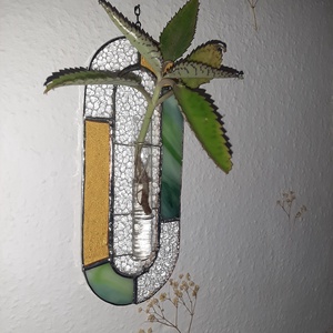 Tiffany fali növénytartó, Otthon & Életmód, Dekoráció, Fali és függő dekoráció, Falra akasztható dekor, Üvegművészet, MESKA