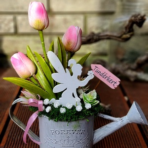 Öntözőkannás, tulipános dísz - Meska.hu