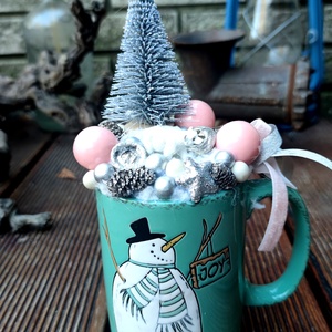 Karácsonyi  bögredísz hóemberrel - Meska.hu