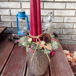 Monumentális Elegáns adventi dísz piros gyertyákkal, Karácsony, Adventi díszek, Adventi gyertyadíszek és koszorúdíszek, , MESKA