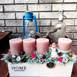 Adventi dísz gyertyával - karácsony - karácsonyi lakásdekoráció - karácsonyi lakásdíszek - Meska.hu