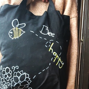 Méhecskés vászontatyi - Bee happy - Meska.hu