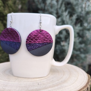 Sellő félhold bőr füli , Ékszer, Fülbevaló, Lógós kerek fülbevaló, Bőrművesség, MESKA